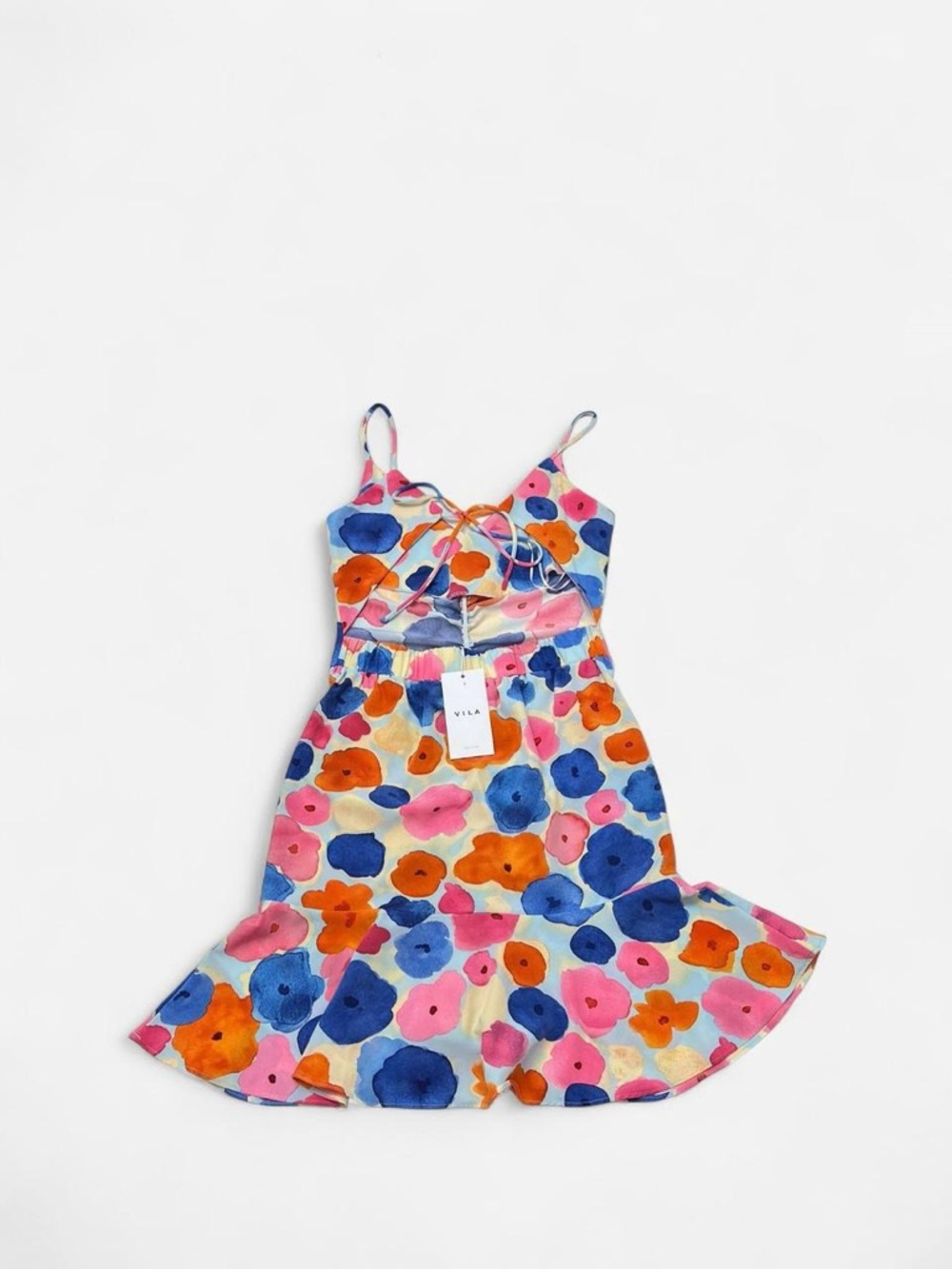 VILA Multicolor Floral Watercolor Slip Dress - Picture 6 of 8